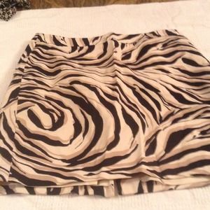 Beige brown black swirl print skirt