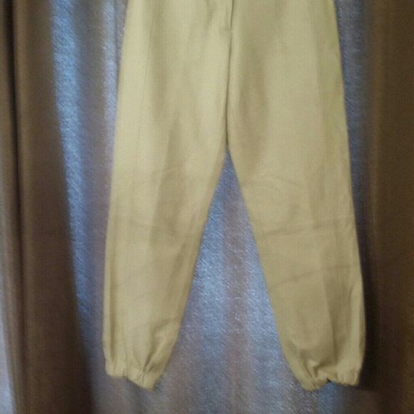 Off white leather joggers