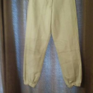 Off white leather joggers