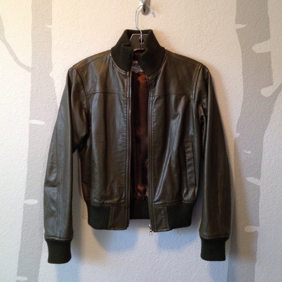 Olive Duffer of St.George REAL leather bomber jkt