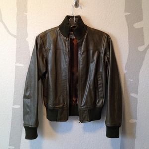 Olive Duffer of St.George REAL leather bomber jkt