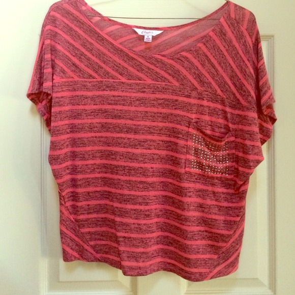 Casual Pink and Navy Stripe Top