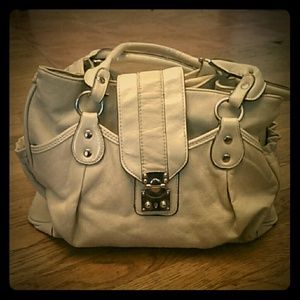 Ivory vegan leather shoulder bag