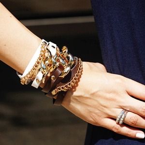 Chain Link Leather Wrap Bracelet