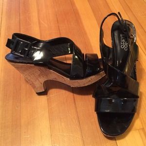 Franco Sarto black wedges