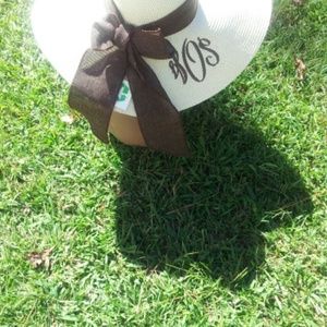 Linen Bow Floppy Hat /  Add Your Initials!