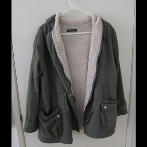 Fluffy army green coat