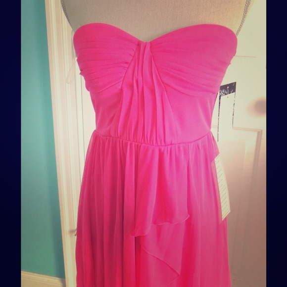 Hot pink and black strapless dress NWT