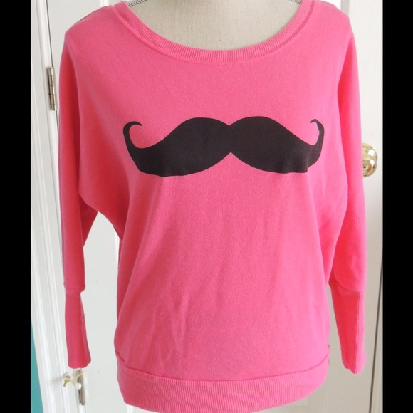 Cute and fun pink top with Mustache.