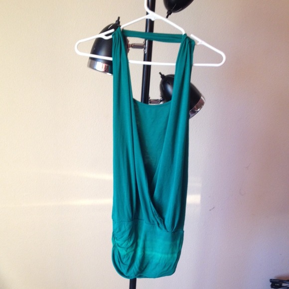 Forest green halter-top, lowback shirt/mini dress