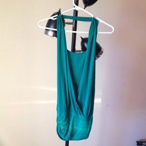 Forest green halter-top, lowback shirt/mini dress