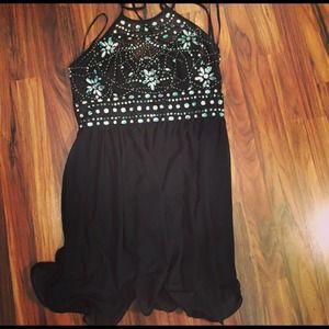 Short black halter neck formal