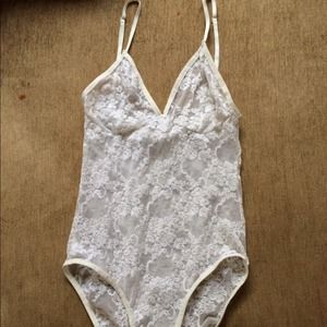 American Apparel Stretch Floral Lace Bodysuit