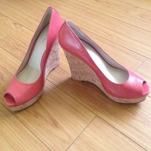 Nine West Pink leather wedges