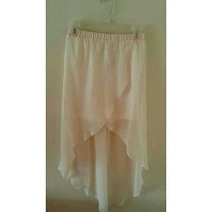 Cream white high low skirt