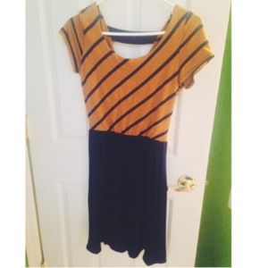 Mustard & Navy Blue Dress