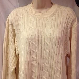 Dockers Cable Knit Sweater, Cream Ladies medium