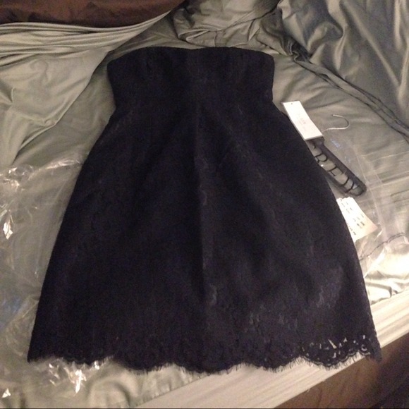 J Crew Strapless Dress Navy-blue lace