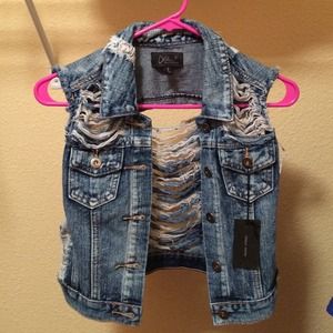Destroyed Denim Vest