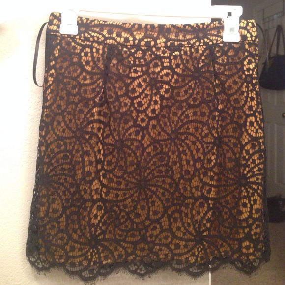Gold black lace skirt