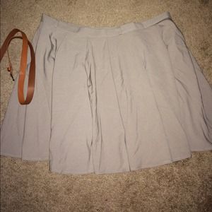 ASOS gray high waisted skater skirt with tan belt