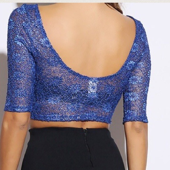 METALLIC BLUE CROP TOP L - Picture 3 of 3