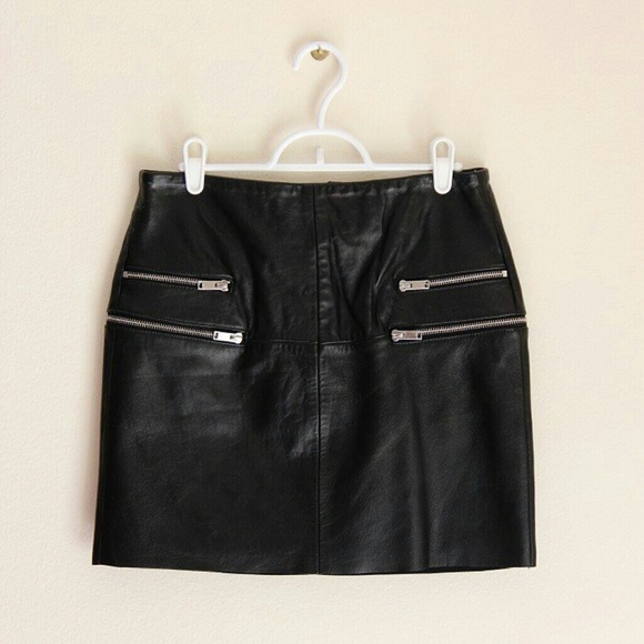 Zara Black Authentic Leather Skirt