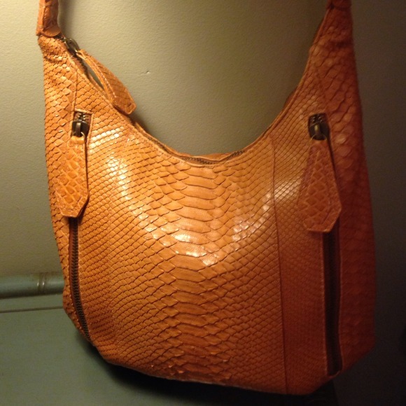🎉REDUCED Genuine Carlos Falchi orange python hobo