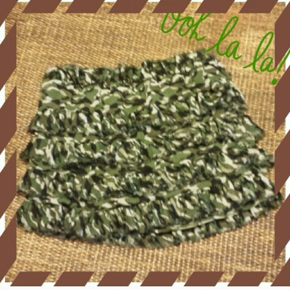 Camo ruffle skirt.