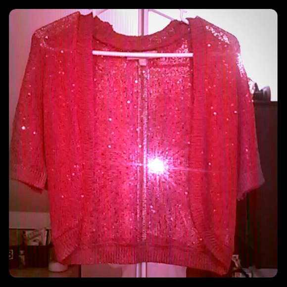 Ellen Tracy red sequined knit top