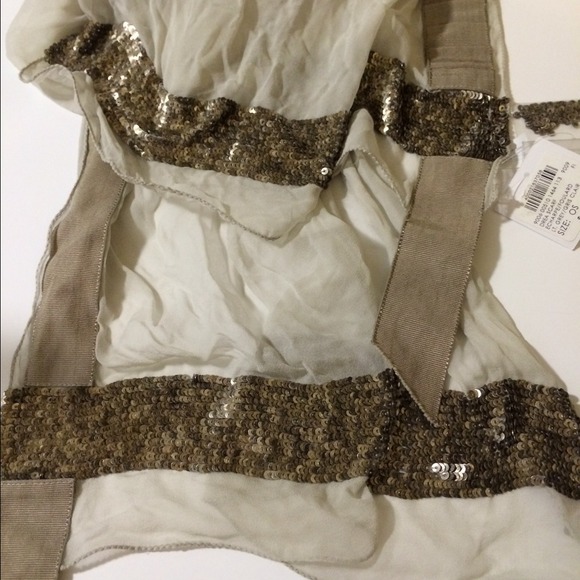 Club Monaco light grey silk scarf with sequins