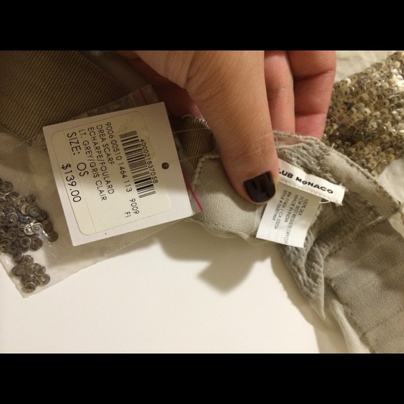 Club Monaco light grey silk scarf with sequins
