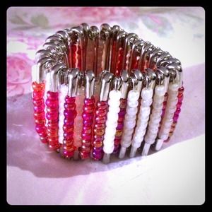 Handmade candy-cane inspired bracelet