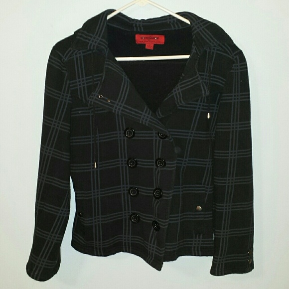 Black and gray plaid jacket