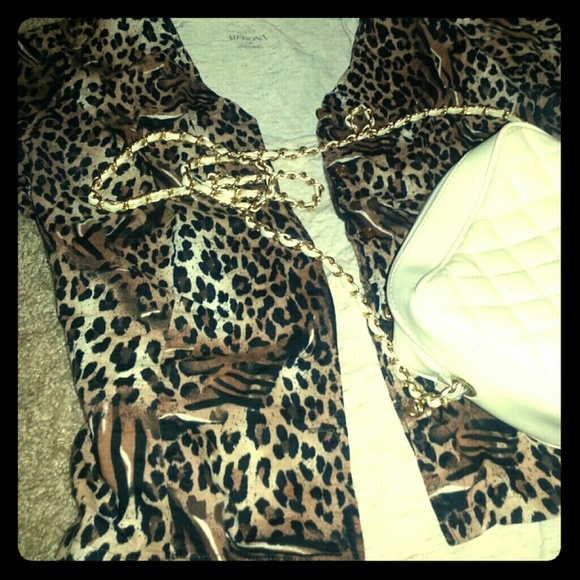 Leopard button up top