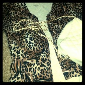 Leopard button up top