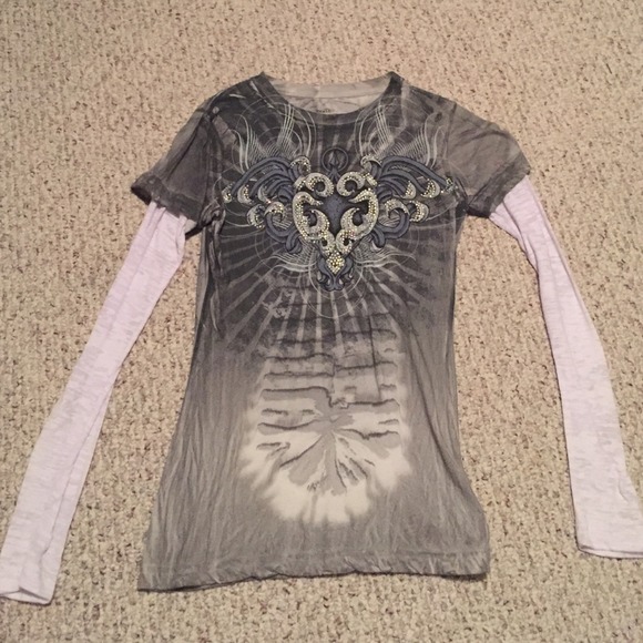 Sinful Gray Rhinestone Shirt