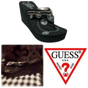 Guess Shoes - 💍Black Guess Platform Heel Flip flops with Charms Guess Shoes - 💍Black Guess Platform Heel Flip flops with Charms