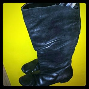 NINE WEST Black leather knee high boots!