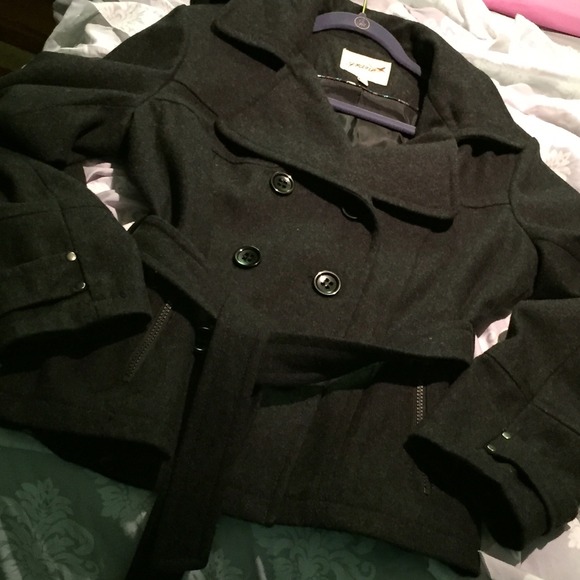 Peacoat with hood - dark grey
