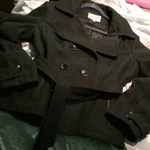 Peacoat with hood - dark grey