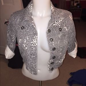 Gray and White Cheetah Jean Jacket