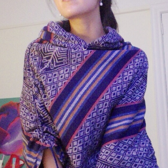 Ethnic Woven Cape with Hood