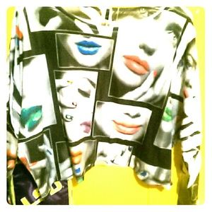 Nails and lips off the shoulder shirt