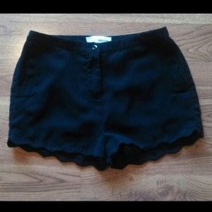 Black Scalloped Shorts
