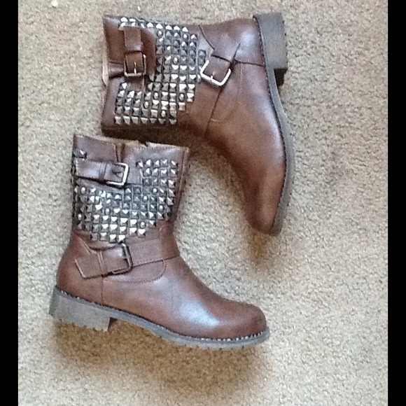 New brown studed boots