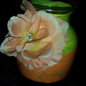 Custom painted vase with flower