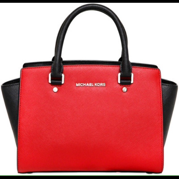 red and black michael kors purse