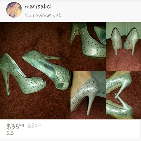 Crystal silver heels