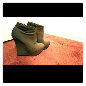 Suede bootie heels